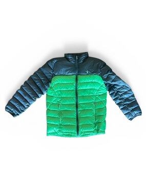 Polo Ralph Lauren Packable Down Puffer Jacket Green Colorblock Size L 14–16